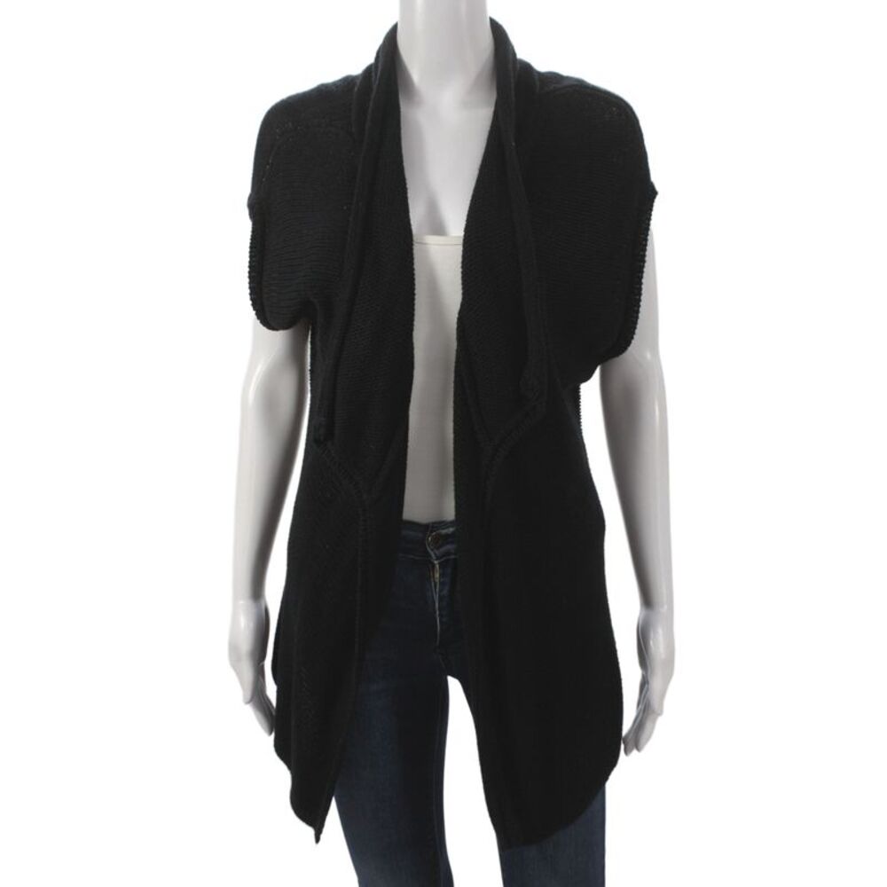 Elliott Lauren Womens Cowl Neck Sleeveless Cardigan Black Size M